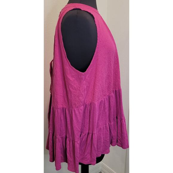 Free People Right On Time Pink Babydoll Tunic Tank Top S Oversized Open Back - Picture 6 of 11
